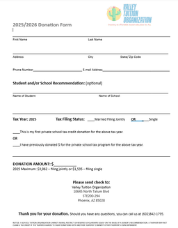 Individual Tax Credit Donation Form